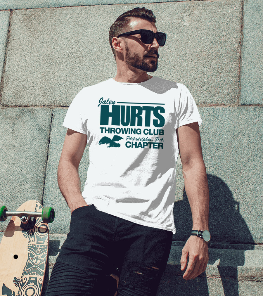 Jalen Hurts Throwing Club Philadelphia PA Chapter Eagles Fan Gear T-Shirt