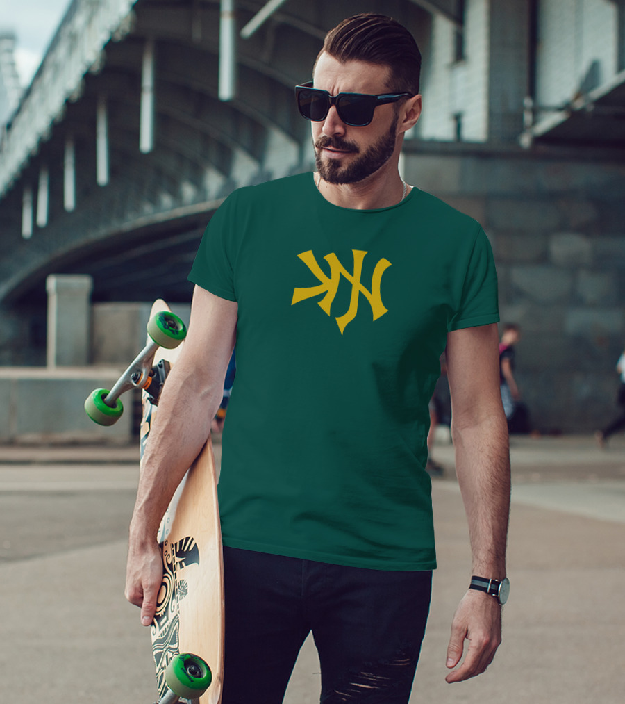 Knj Fanjoy Yankees Logo Green Gold T-Shirt