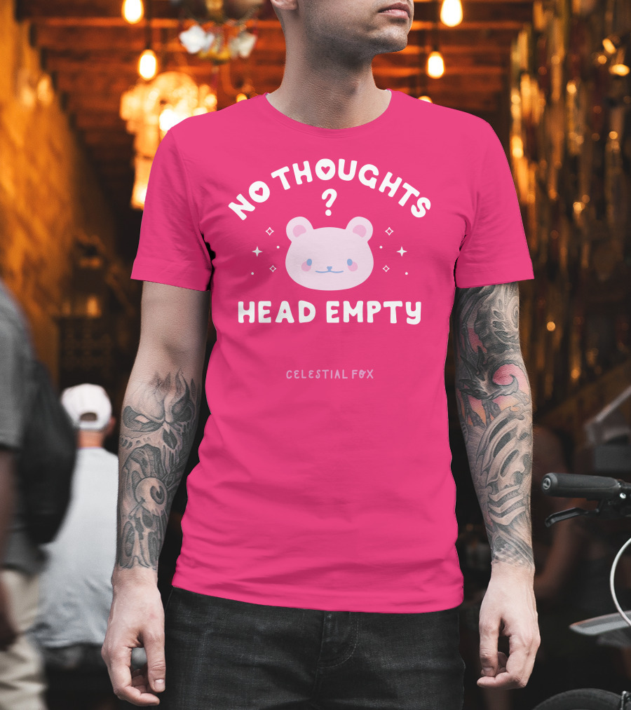 No Thoughts Head Empty Bear with Celestial Fox Stars T-Shirt