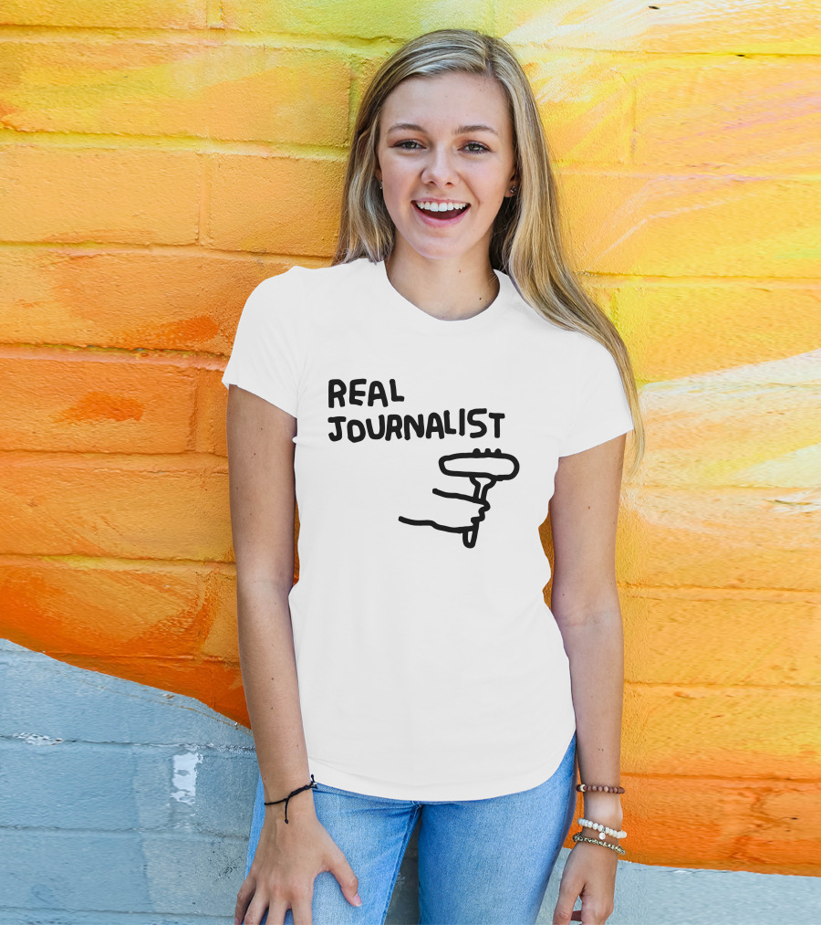 Real Journalist Microphone Holder Sketch T-Shirt