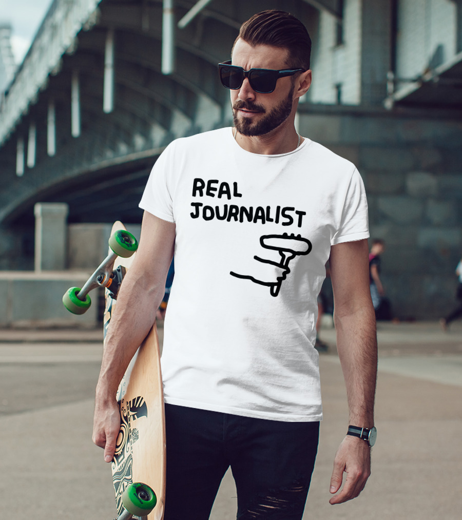 Real Journalist Microphone Holder Sketch T-Shirt