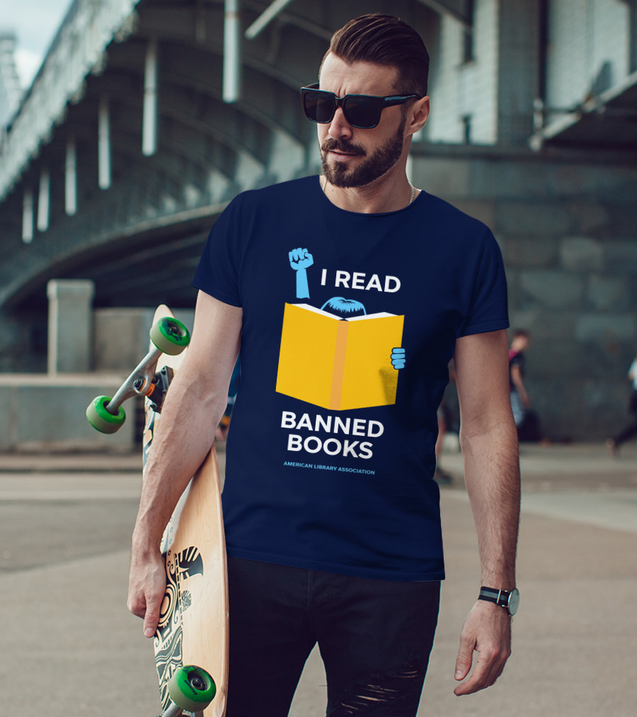 I Read Banned Books Yellow Book Fist American Library Association T-Shirt