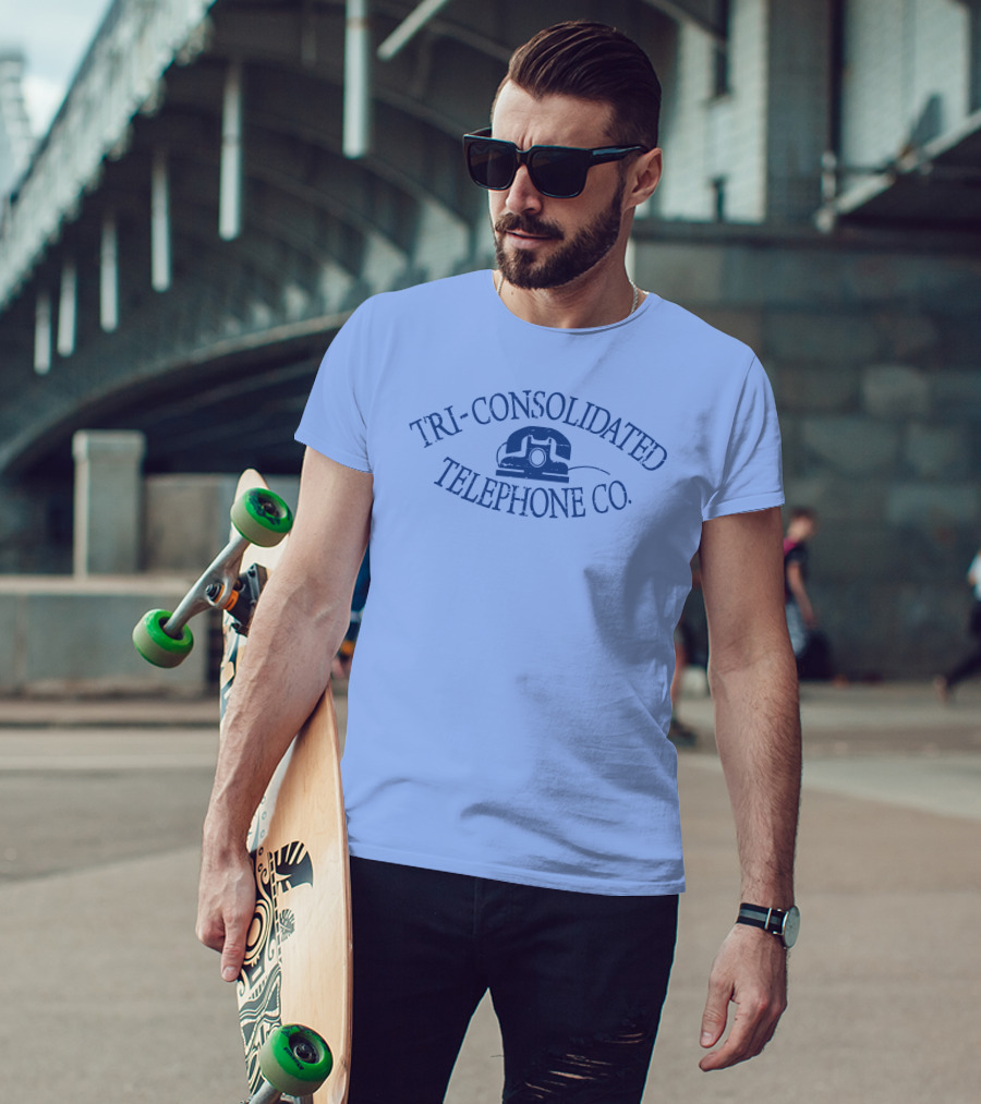 Tri-Consolidated Telephone CO Vintage Logo With Retro Telephone Image T-Shirt