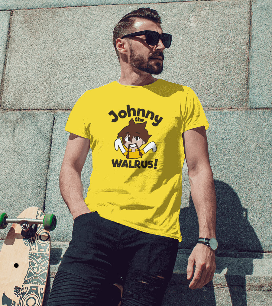 Johnny The Walrus Daily Wire Cartoon Character Yellow Background T-Shirt