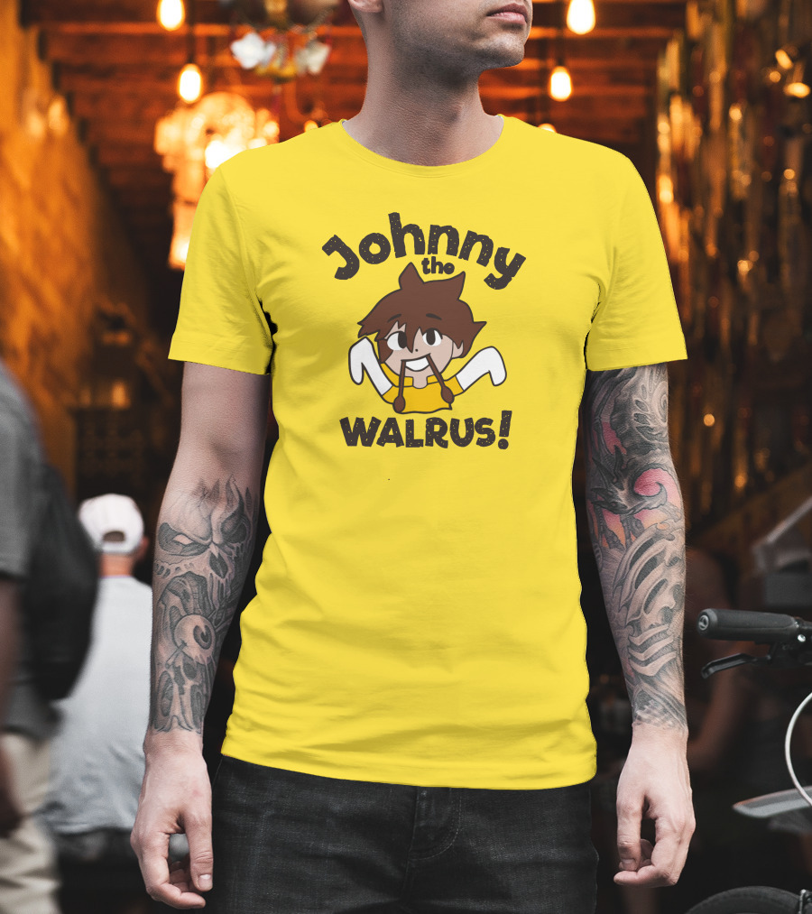 Johnny the Walrus Daily Wire Cartoon Character Yellow Background T-Shirt