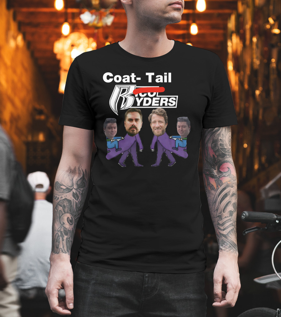 Coat-Tail Rico Ryders Featuring Rico Bosco Big Cat And Stool Characters T-Shirt