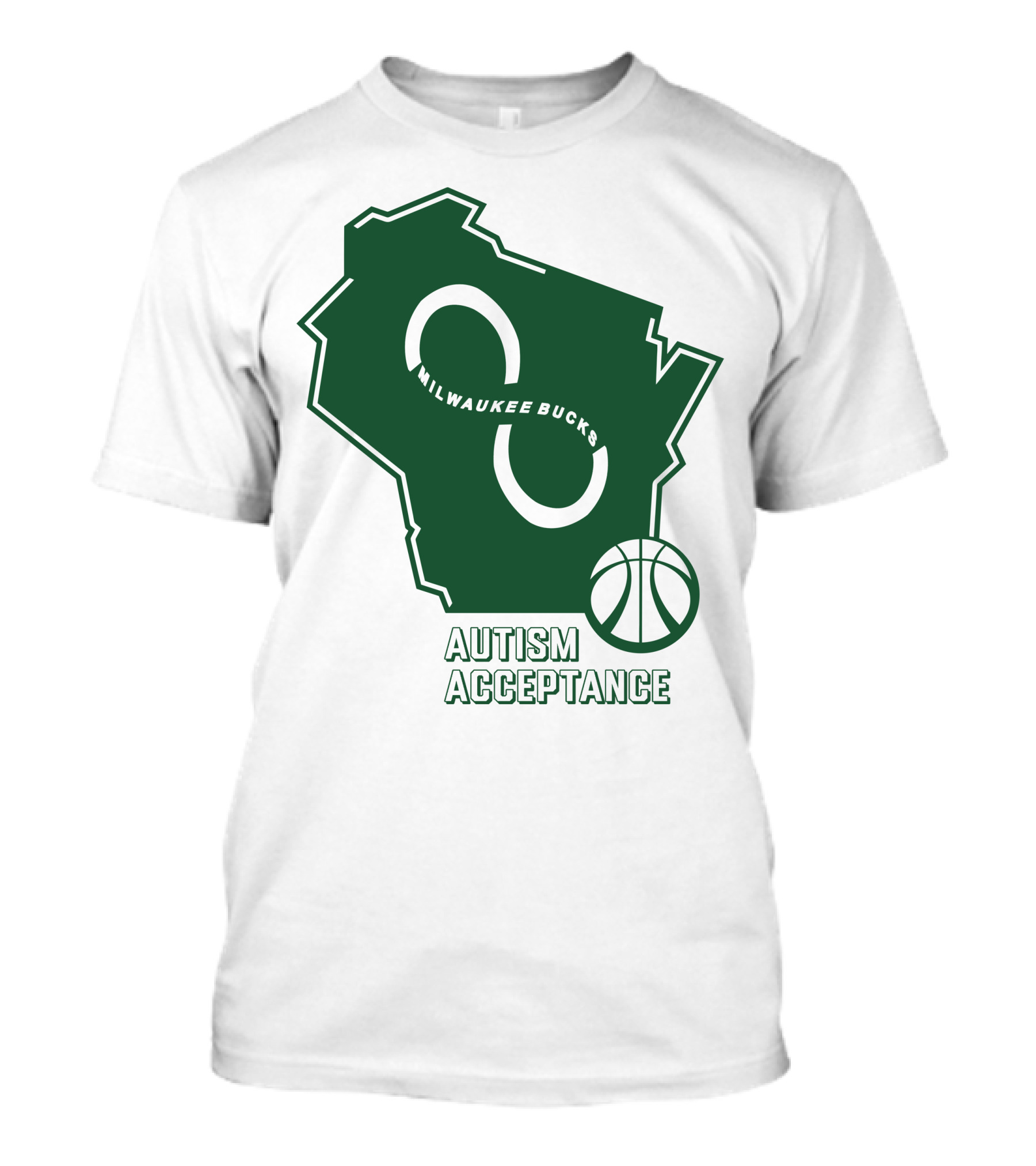 Milwaukee Bucks Autism Acceptance Infinity Symbol Basketball T-Shirt