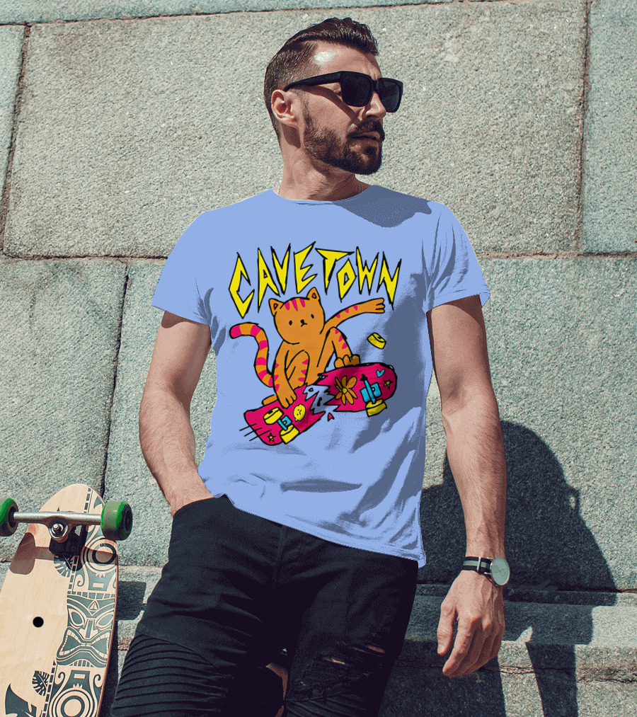 Cavetown Cat Skateboard Fun T-Shirt