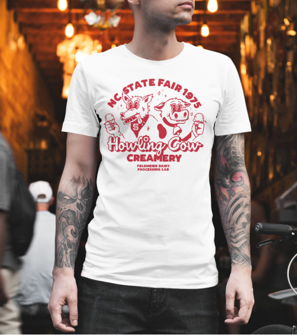 NC State Fair 1975 Howling Cow Creamery Feldmeier Dairy Processing Lab T-Shirt NC State Fair 1975 Howling Cow Creamery Feldmeier Dairy Processing Lab T-Shirt