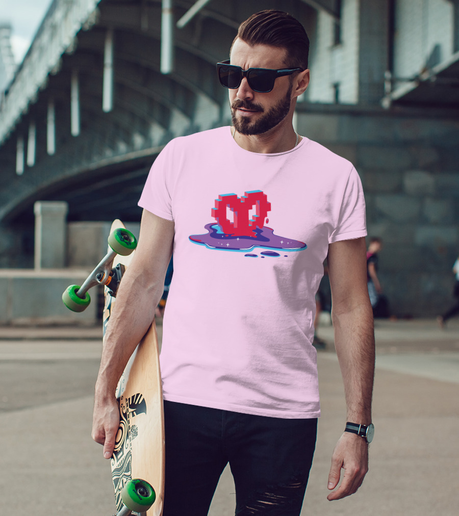 Heart Pixel Art Melting Design Philza Merch T-Shirt