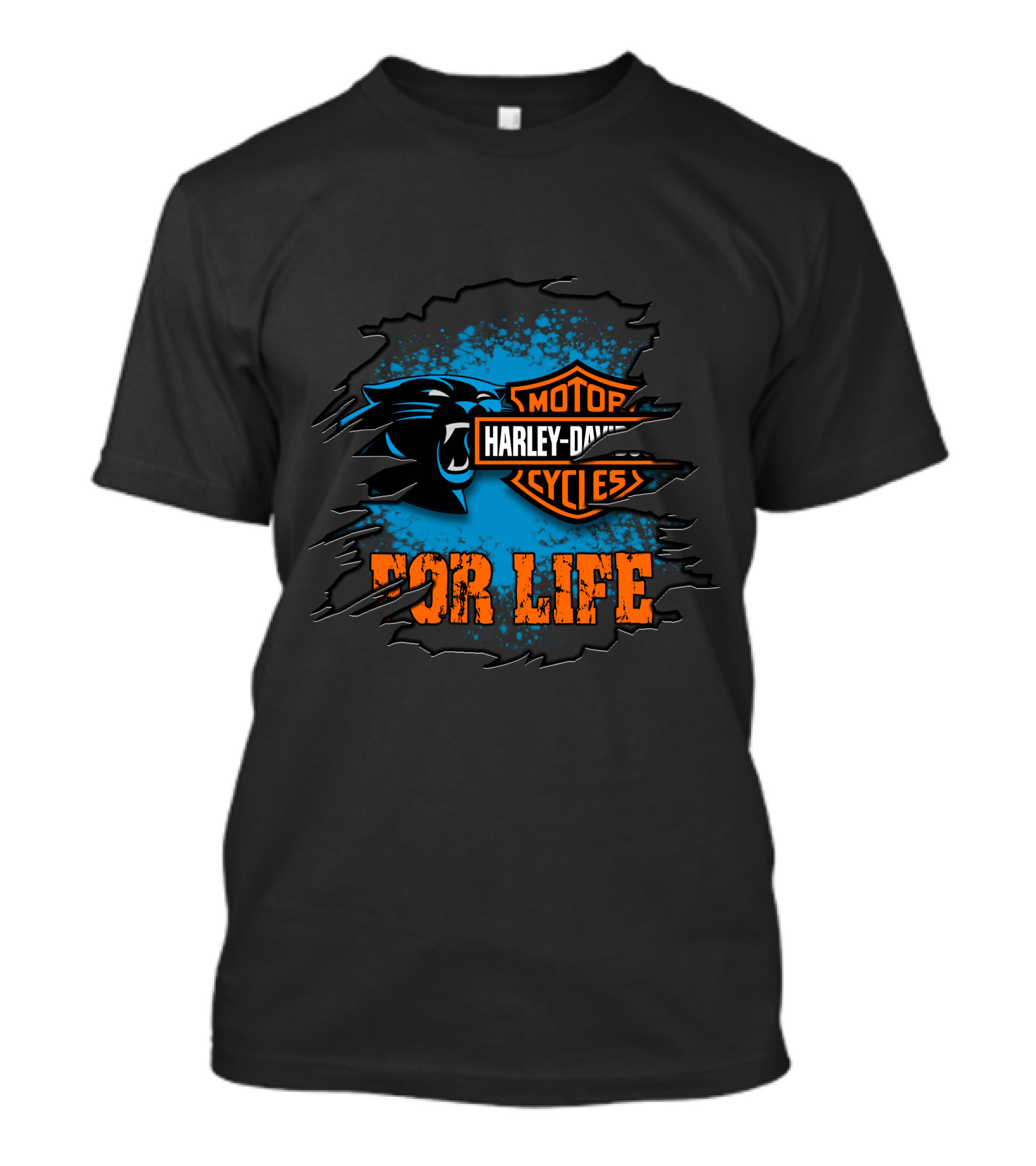 Carolina Panthers Harley Davidson Motorcycles For Life T-Shirt