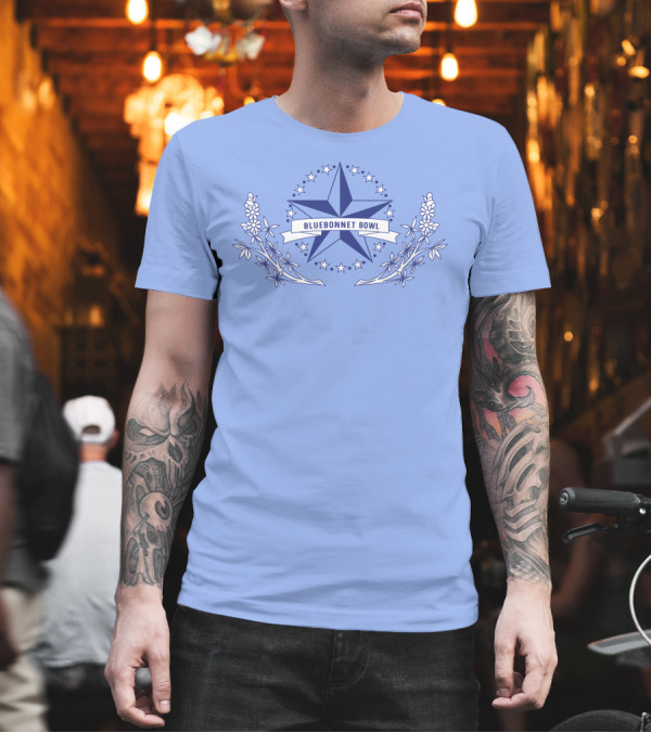 Super 70s Sports Bluebonnet Bowl Star and Bluebonnet Emblem T-Shirt Super 70s Sports Bluebonnet Bowl Star and Bluebonnet Emblem T-Shirt