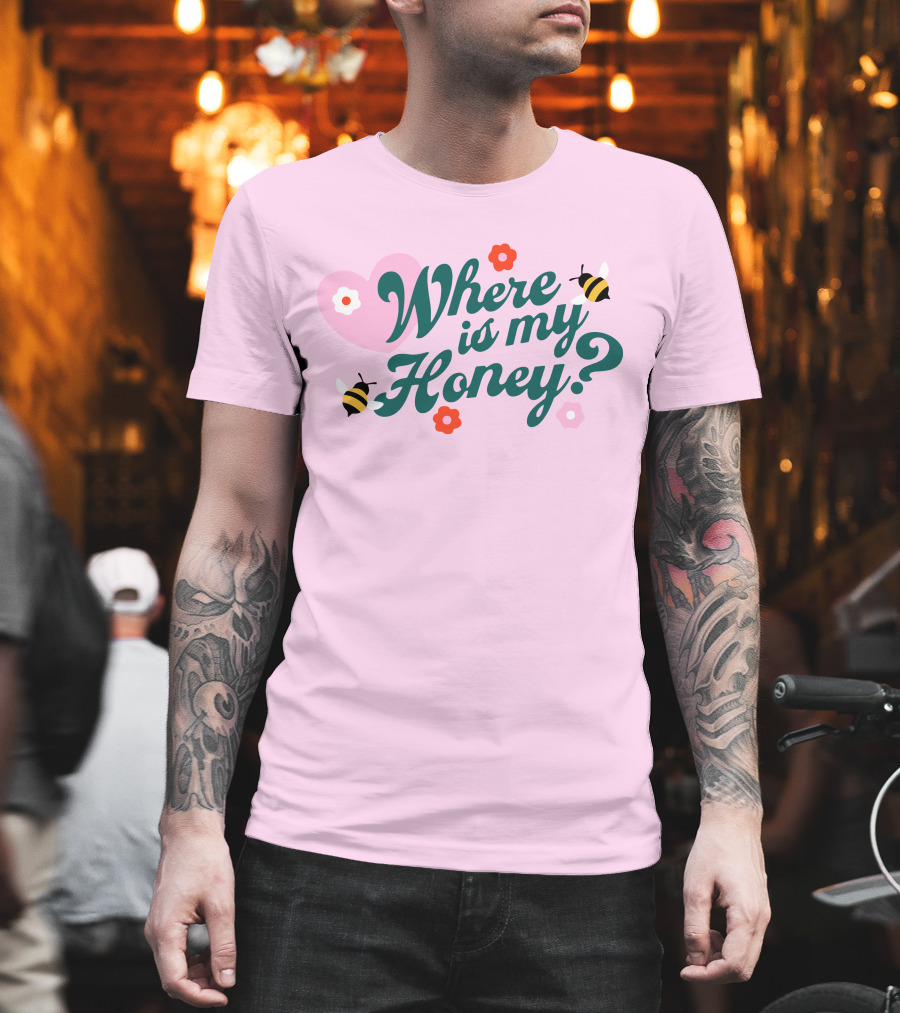 Stephanie Soo Merch Where Is My Honey Cream Bee Heart Floral T-Shirt