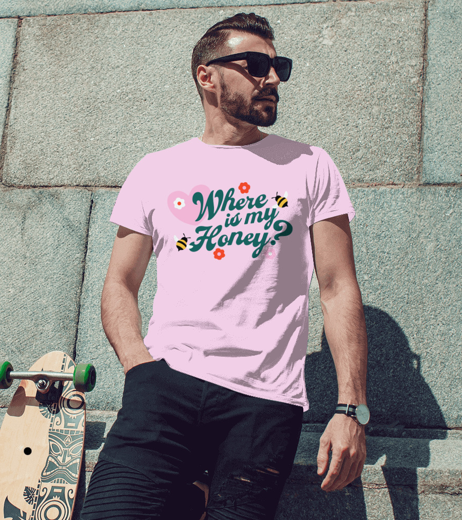 Where Is My Honey? Bees And Hearts With Flowers T-Shirt