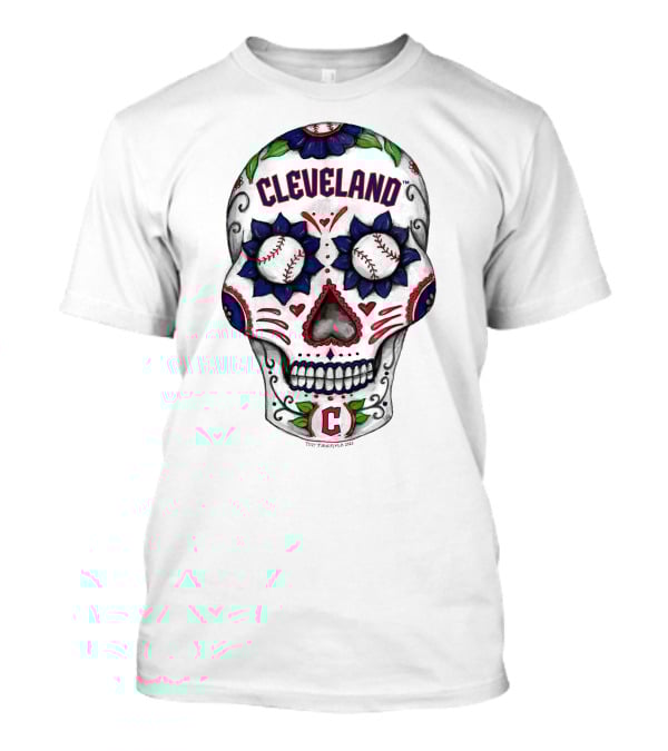 Cleveland Baseball Tiny Turnip Sugar Skull T-Shirt
