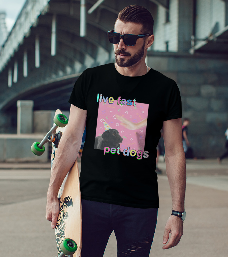 Live Fast Pet Dogs Zach Heltzel Robots With Rayguns T-Shirt