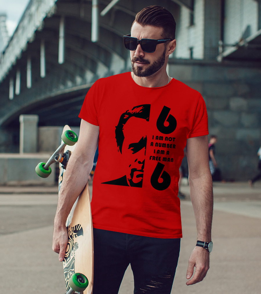 I Am Not A Number I Am A Free Man 6 Six Red T-Shirt