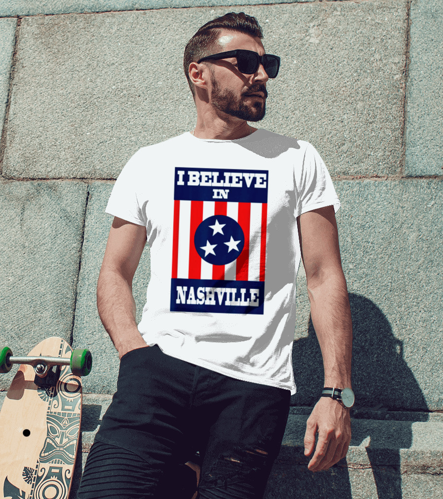 I Believe In Nashville Three Stars Stripes Iconic T-Shirt