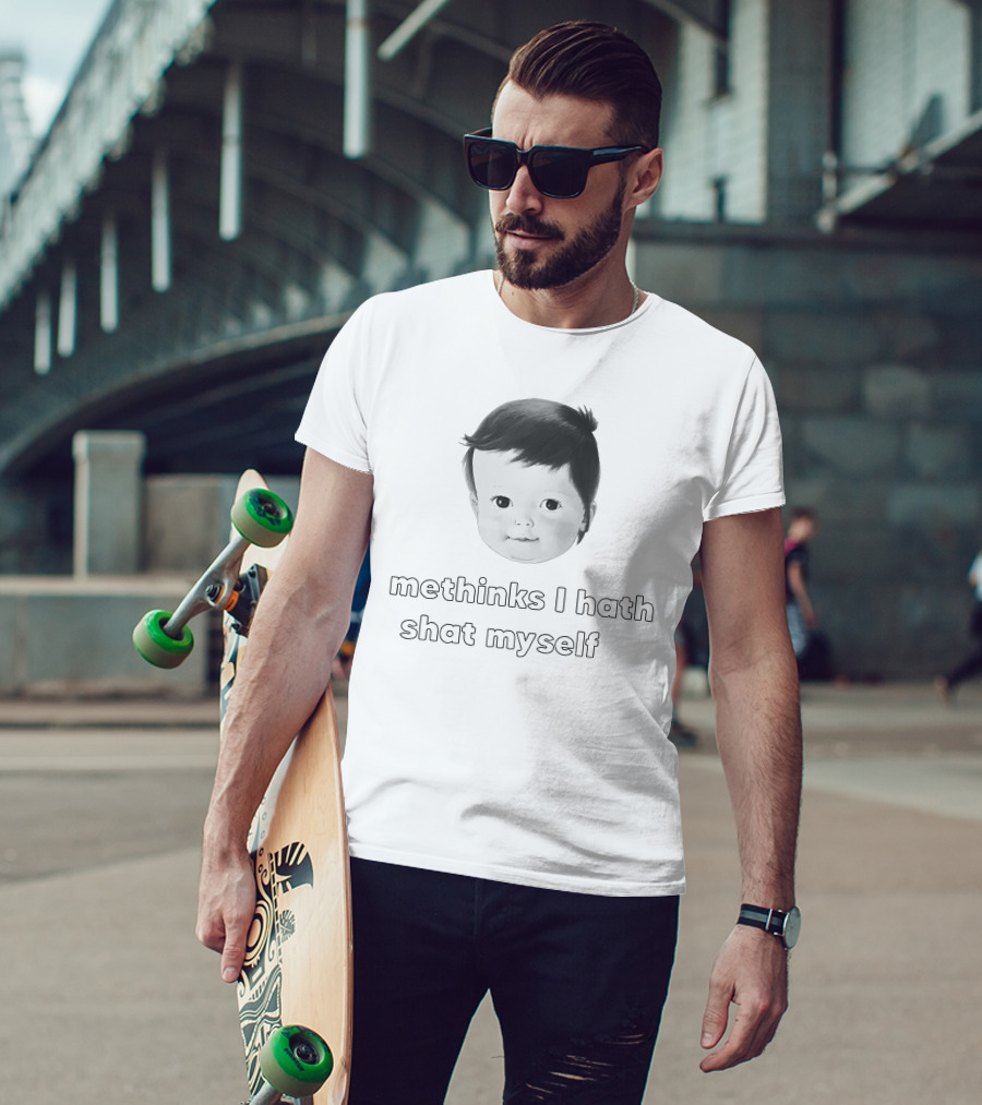 Methinks I Hath Shat Myself Baby Face Retro Humor T-Shirt