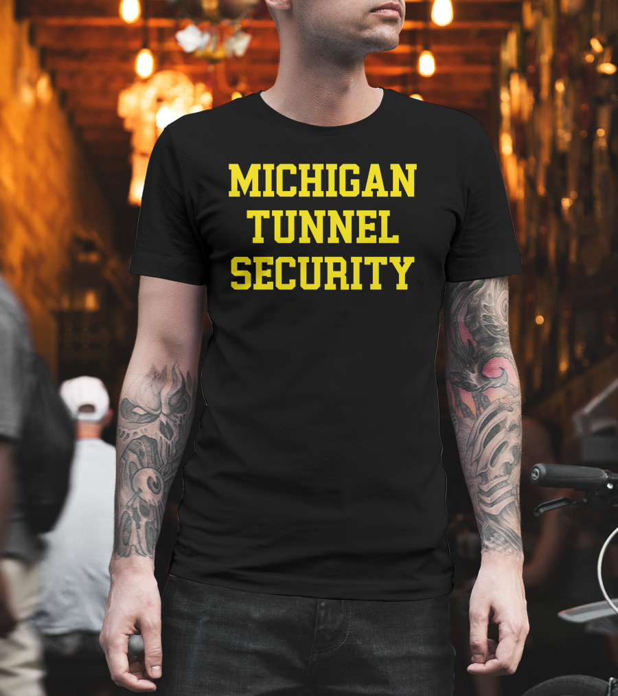 Michigan Tunnel Security Yellow Lettering T-Shirt