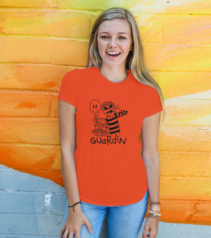 Calvin And Hobbs Guardin Graffiti Style Mischief Balloon T-Shirt