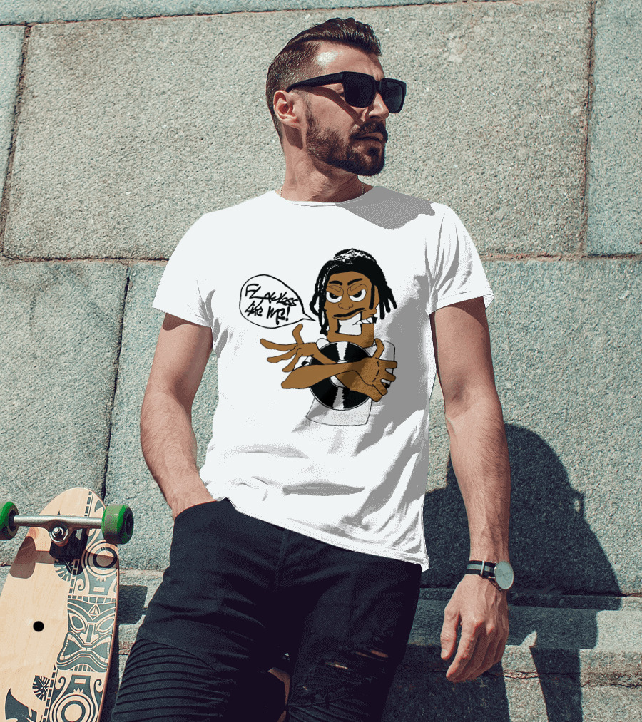 Flawless Like Me Vinyl Graphic Character With Crossed Arms And Vinyl Record T-Shirt