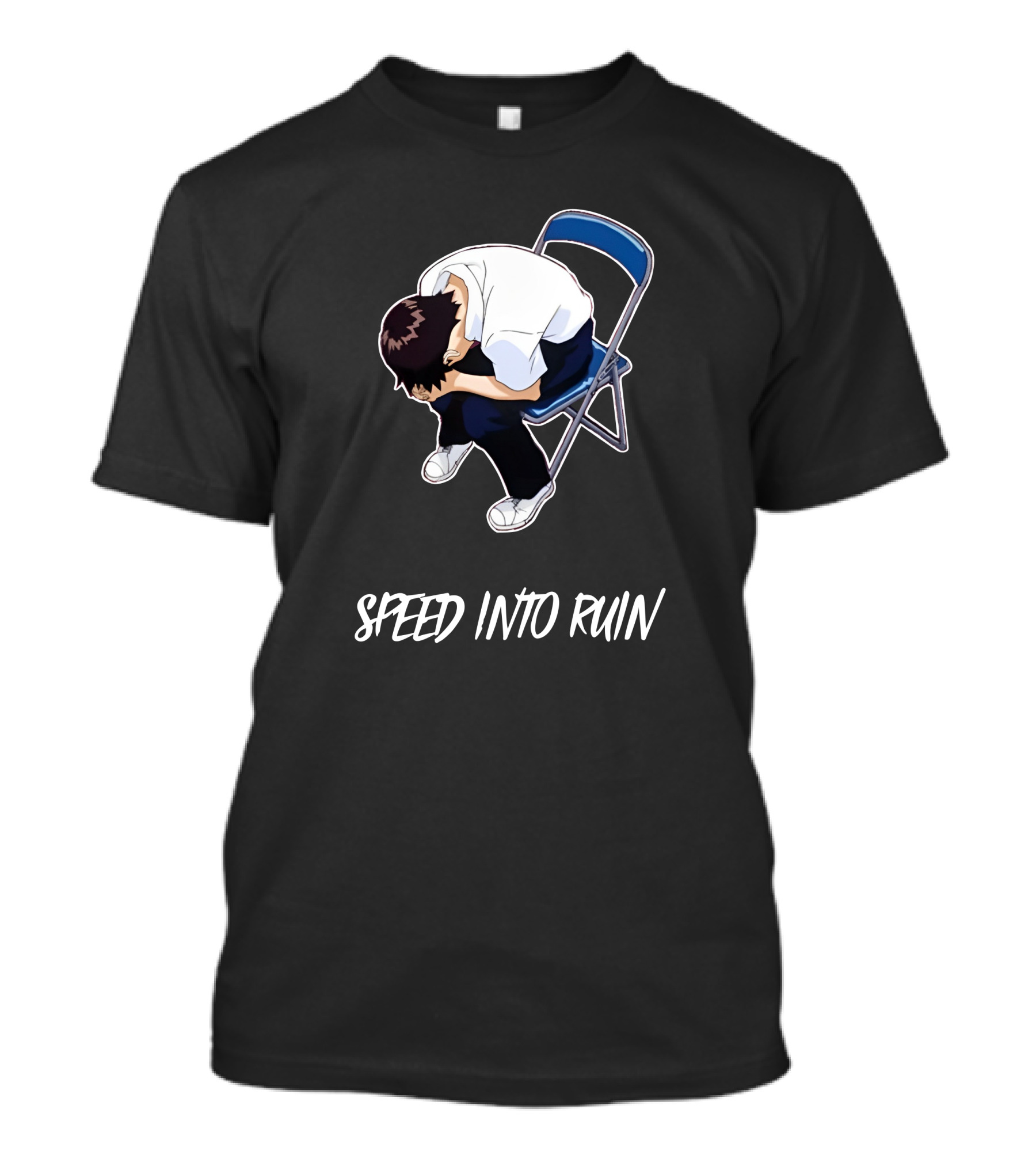 Speed Into Ruin Anime Guy On Folding Chair T-Shirt