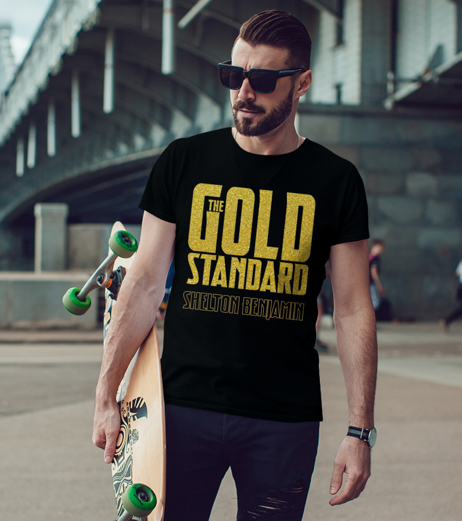The Gold Standard Shelton Benjamin Gold Lettering T-Shirt
