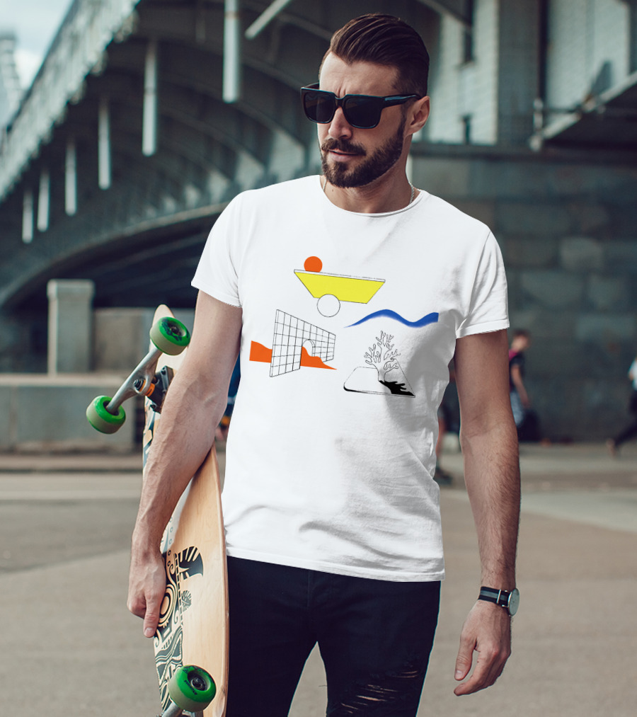 Winter Flower Reimagined Geometric Abstract Reflections T-Shirt