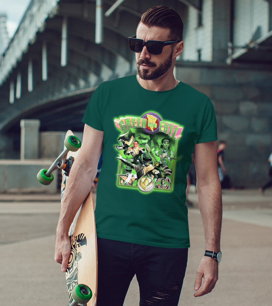Green With Evil Mighty Morphin Power Rangers Iconic Characters And Symbols T-Shirt