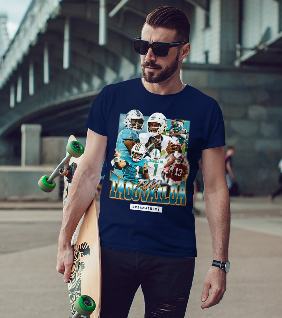 Dreamathon Tua Tagovailoa Collage Football Action T-Shirt