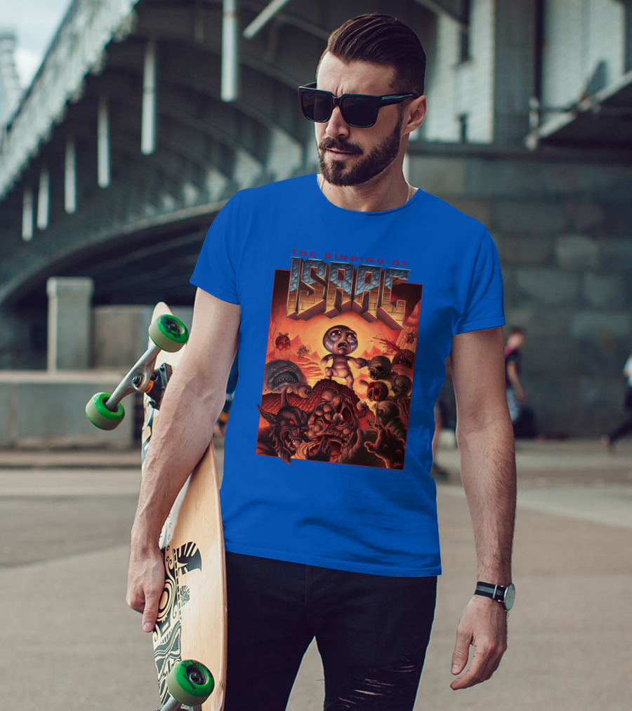 The Binding Of Isaac Dramatic Monster Battle Scene With Detailed Character T-Shirt