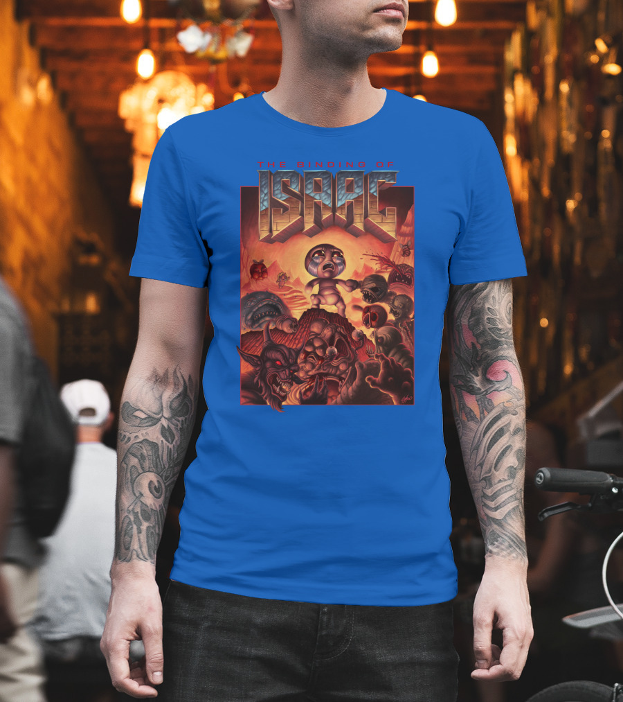 The Binding Of Isaac Dramatic Monster Battle Scene With Detailed Character T-Shirt