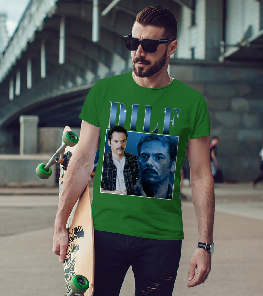 Charlie Swan DILF Mustache Double T-Shirt
