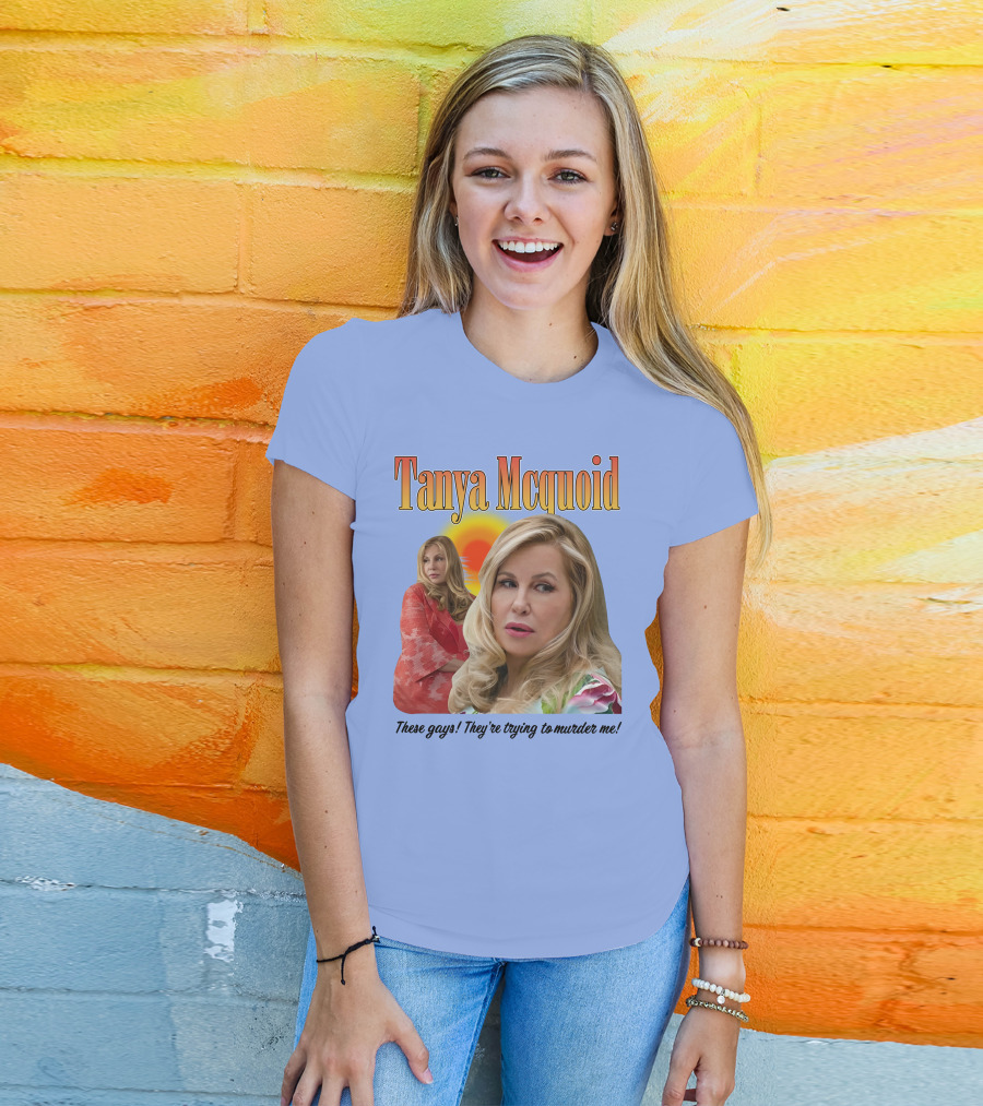 Tanya Mcquoid These Gays They're Trying To Murder Me Retro Sunset T-Shirt