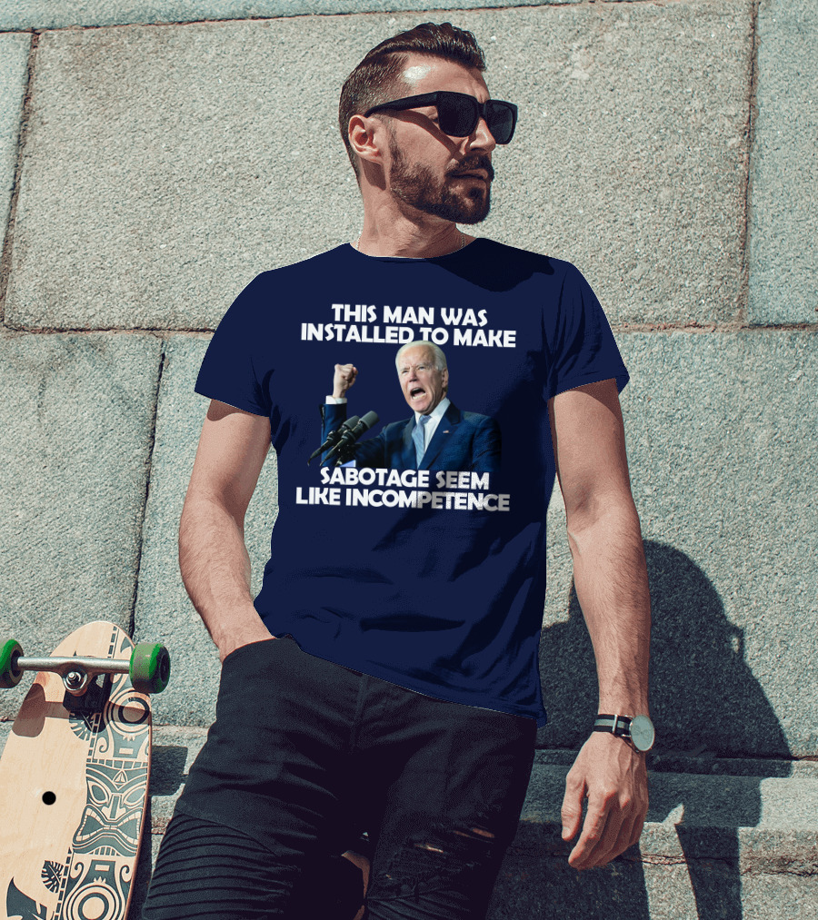 This Man Was Installed To Make Sabotage Seem Like Incompetence Fist Raised With Microphones T-Shirt