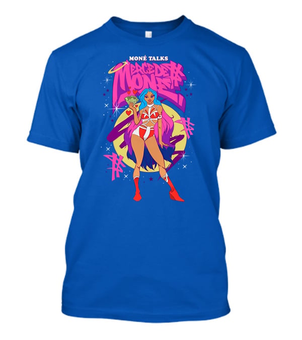Moné Talks Vibrant Mercedes Moné Character With Angelic Halo And Cash Fan T-Shirt