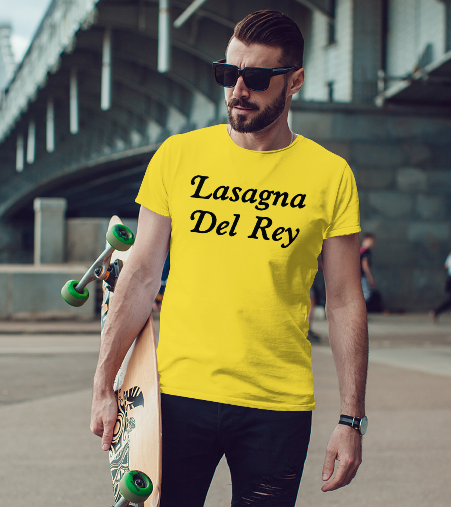 Lasagna Del Rey Whotfisjovana Bold Black Text T-Shirt