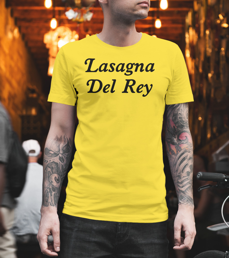 Lasagna Del Rey Whotfisjovana Bold Black Text T-Shirt