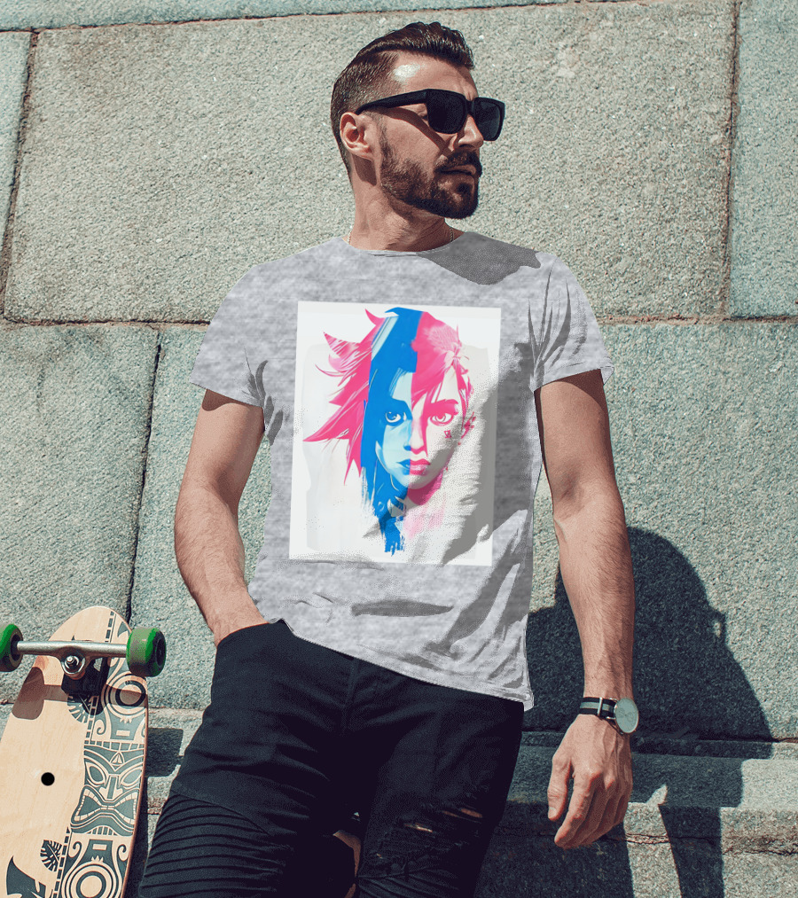Arcaneshow Vi And Jinx Split Face T-Shirt