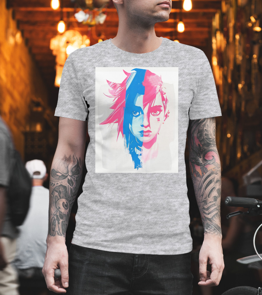 Arcaneshow Vi And Jinx Split Face T-Shirt