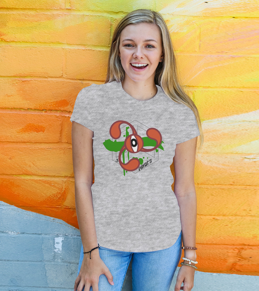 Payntbyzayn 3 Splatter Paynt II Abstract Eyeball Green Brushstroke T-Shirt