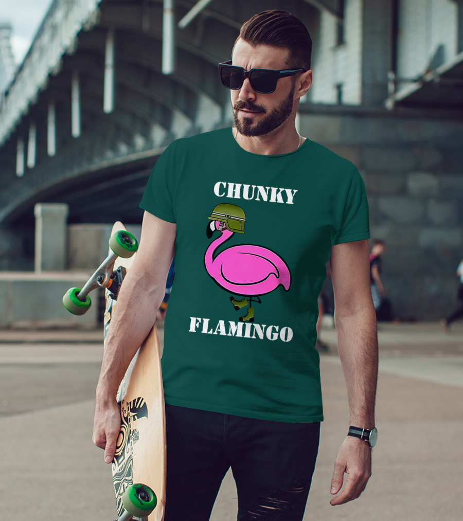 Chunky Flamingo Military Gymlifeanimal Boots Helmet T-Shirt