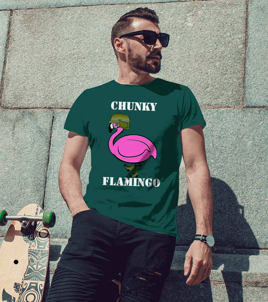 Chunky Flamingo Military Gymlifeanimal Boots Helmet T-Shirt