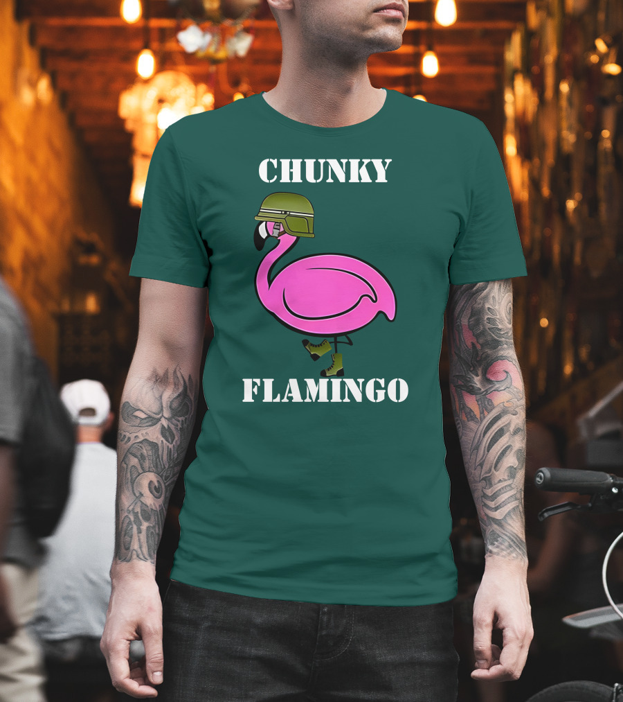 Chunky Flamingo Military Gymlifeanimal Boots Helmet T-Shirt