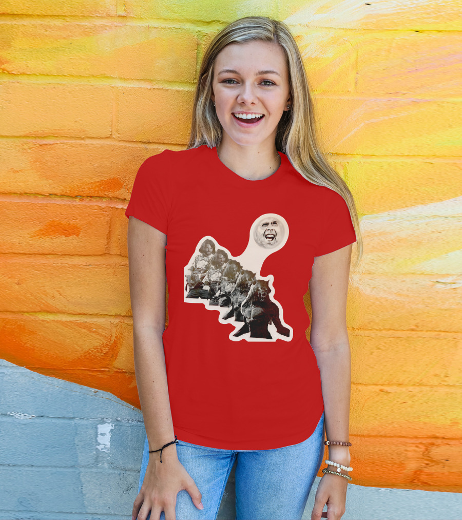 Hilarious Meme Jeffrey Wolf Transformation Full Moon Face Reaction T-Shirt