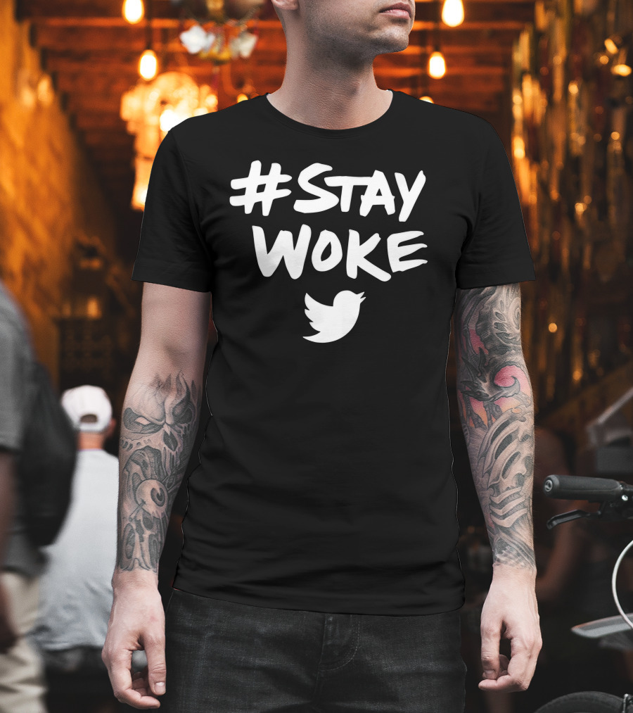 Stay Woke Twitter Bird Logo Elon Musk T-Shirt