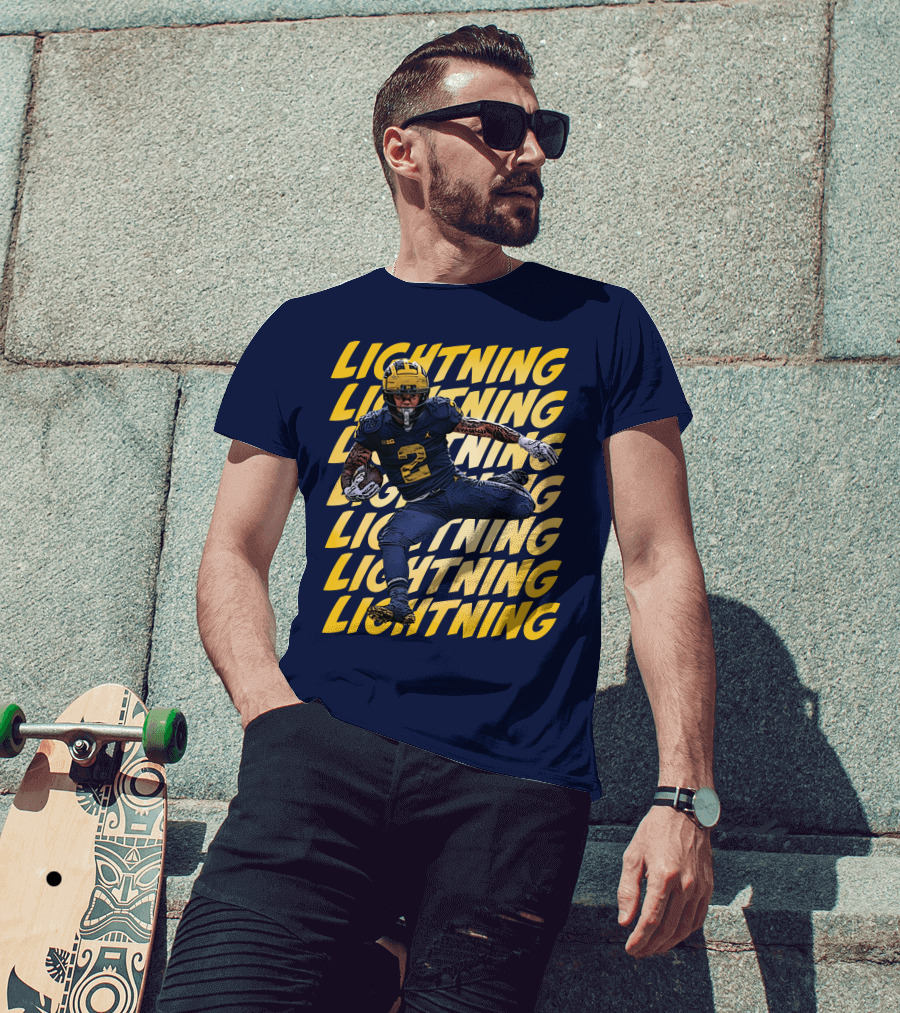 Lightning University Of Michigan Football Blake Corum Valiant Mden Merch T-Shirt