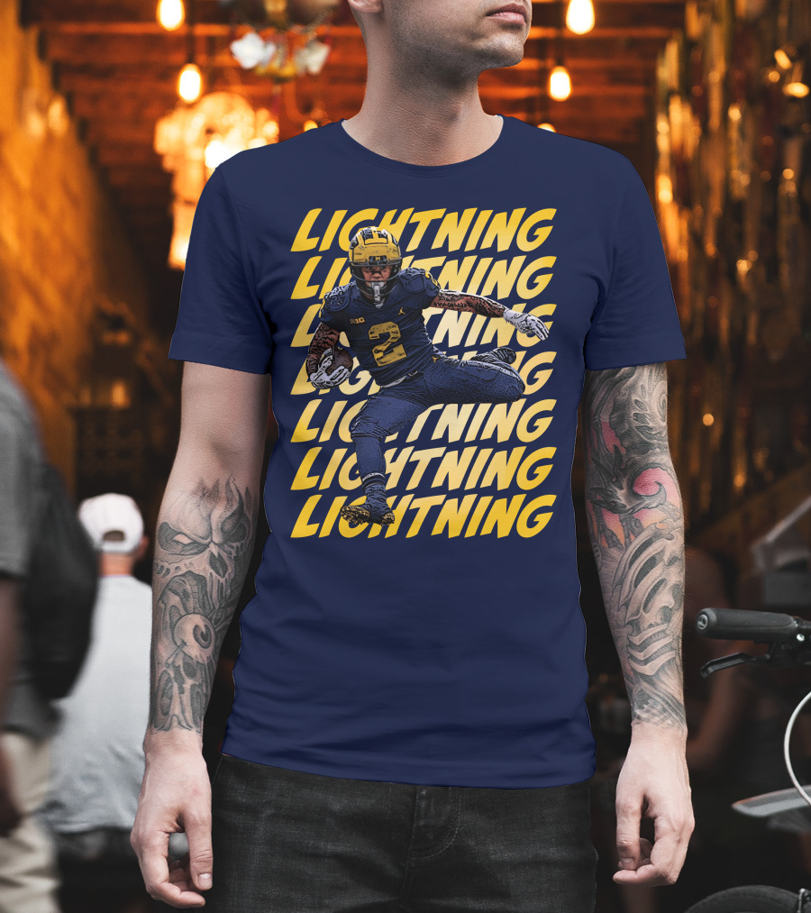 Lightning University Of Michigan Football Blake Corum Valiant Mden Merch T-Shirt