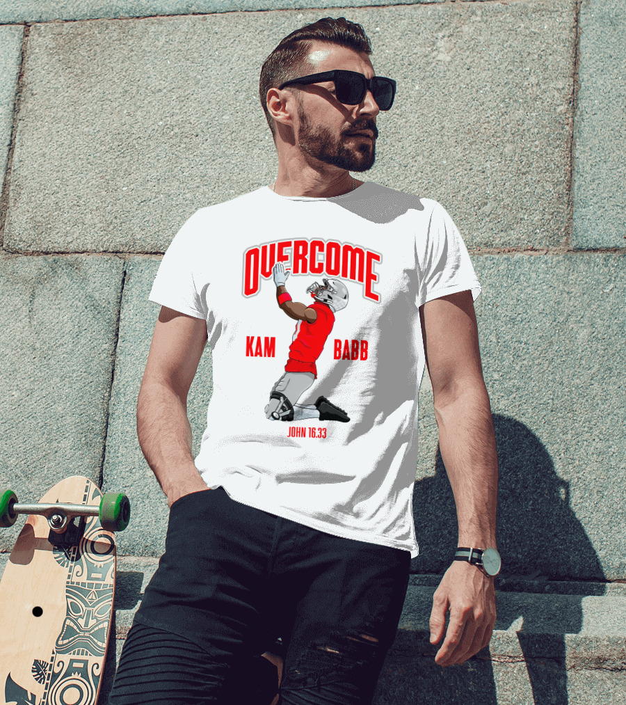 Overcome Kam Babb John 16:33 Football Kneeling Prayer Merch T-Shirt